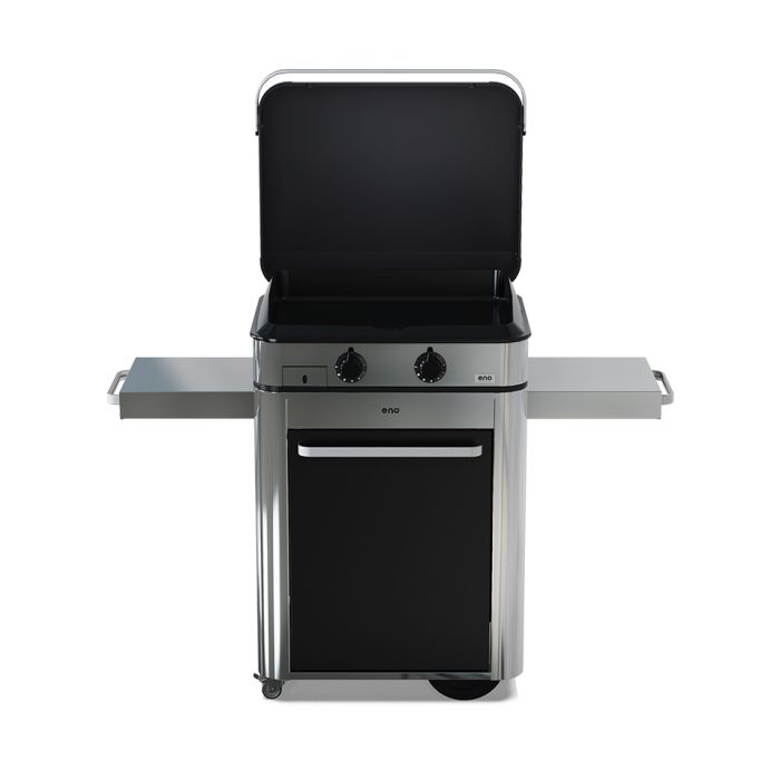 Combo ENOSIGN 65 Plancha Gaz Noir et Inox sur Chariot 