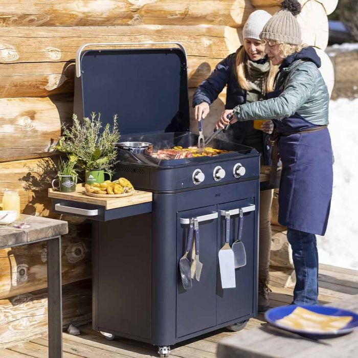 Combo ENOSIGN 80 Plancha Gaz Bleu Navy sur Chariot 