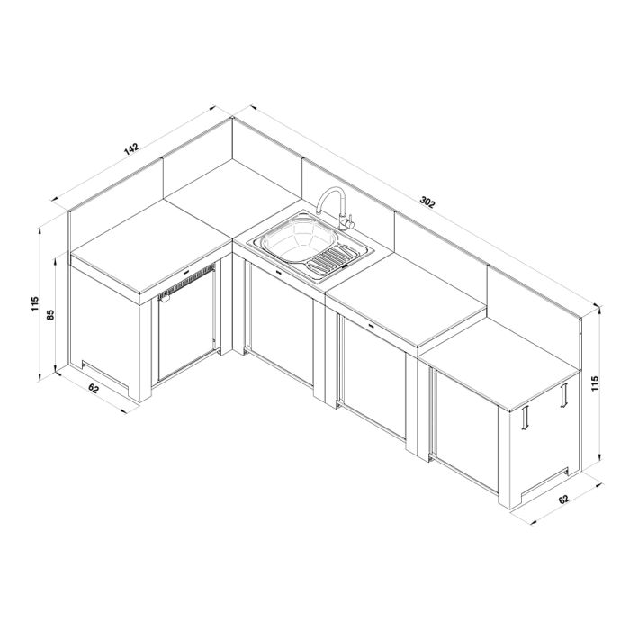 Cuisine COMFORT - 4 Modules Inox 