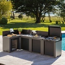 Cuisine COMFORT - 4 Modules Gris Cargo avec angle 