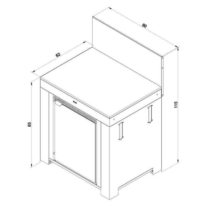 MODULO - Meuble Frigo 75L Noir et inox 