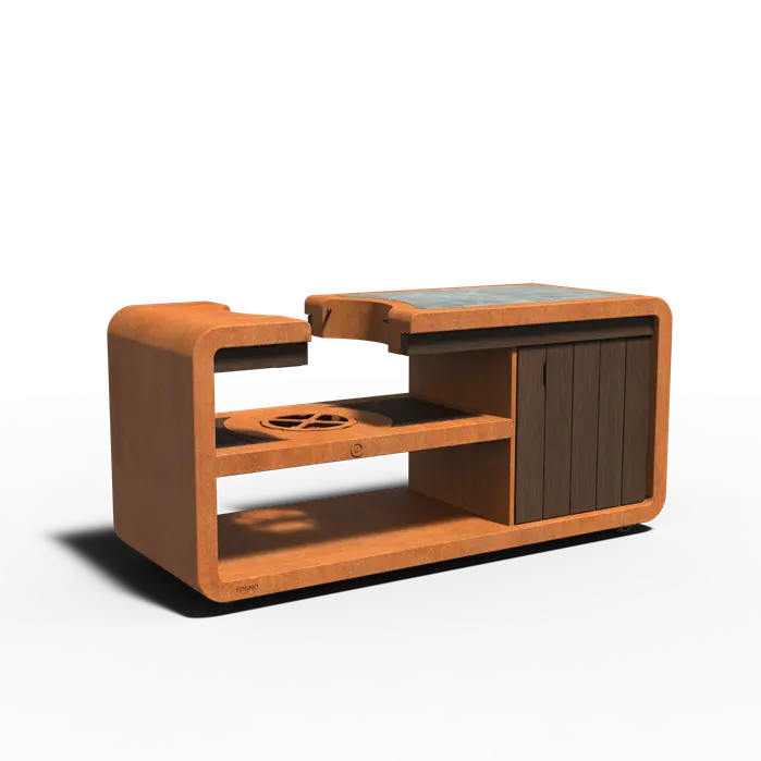 Station Kamado Corten 2000 x 752 x 927 mm