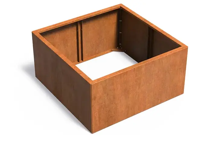 Jardinière carrée en Corten 120 x 120 x 60 cm 