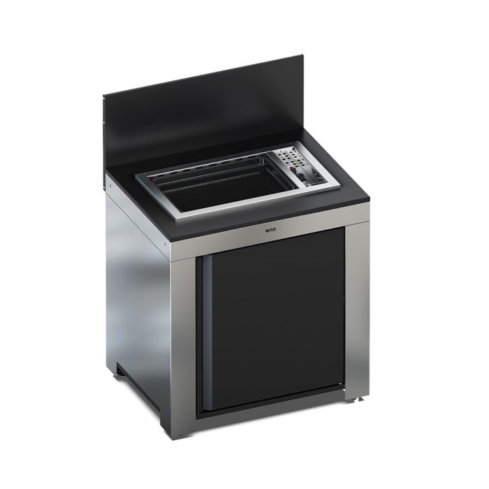 [PMOD8504] MODULO - Meuble Plancha Encastrable TRIBU 80 Noir/Inox