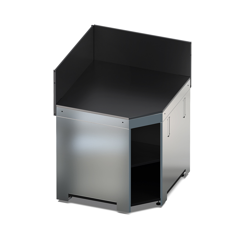 MODULO - Meuble d'Angle 80 Noir et Inox 