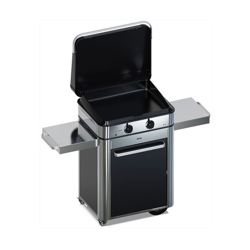 [57028385] Combo ENOSIGN 65 Plancha Gaz Noir et Inox sur Chariot 