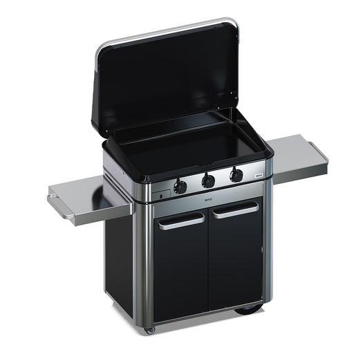 [57038385] Combo ENOSIGN 80 Plancha Gaz Noir et Inox sur Chariot 